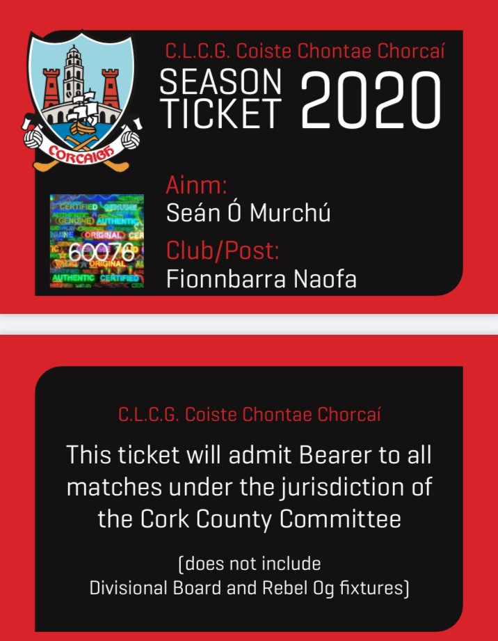 Cork GAA 2020 Club Season Ticket Cork GAA