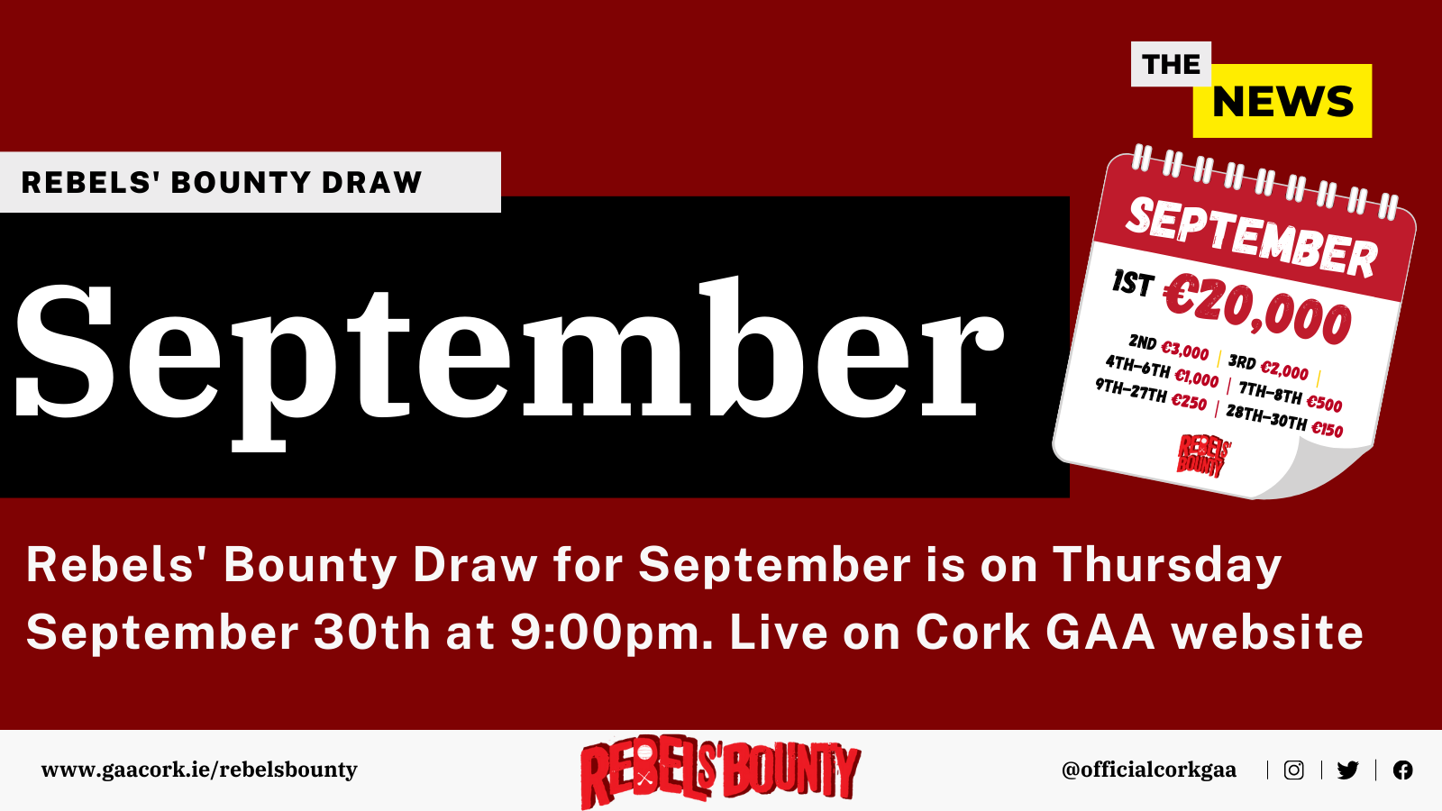 Draw for Rebels’ Bounty September 