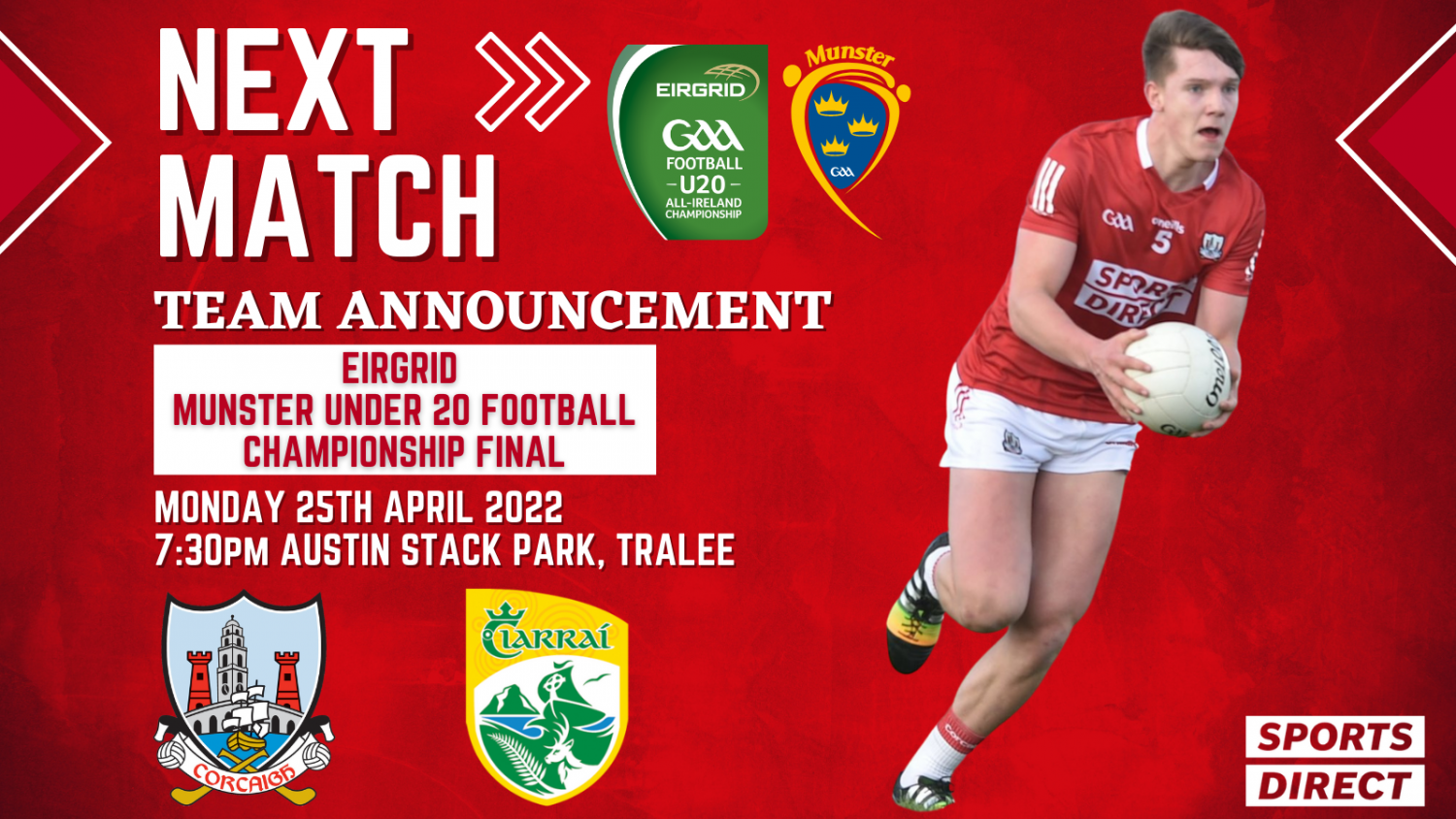 The Cork U20 Football team to play Kerry in the Munster Final has been announced Cork GAA