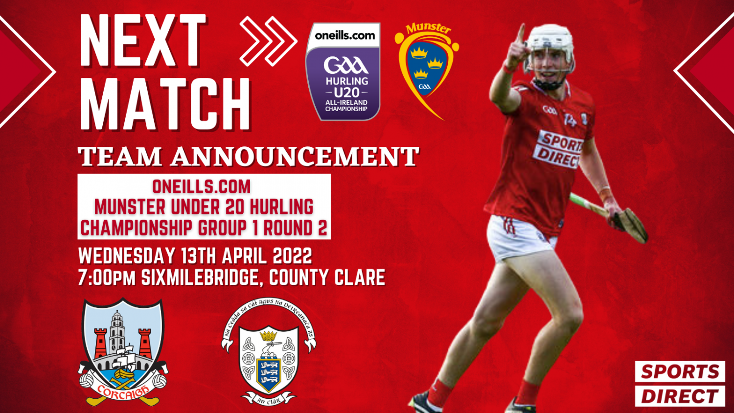 The Cork U20 Hurling team to play Clare has been announced Cork GAA