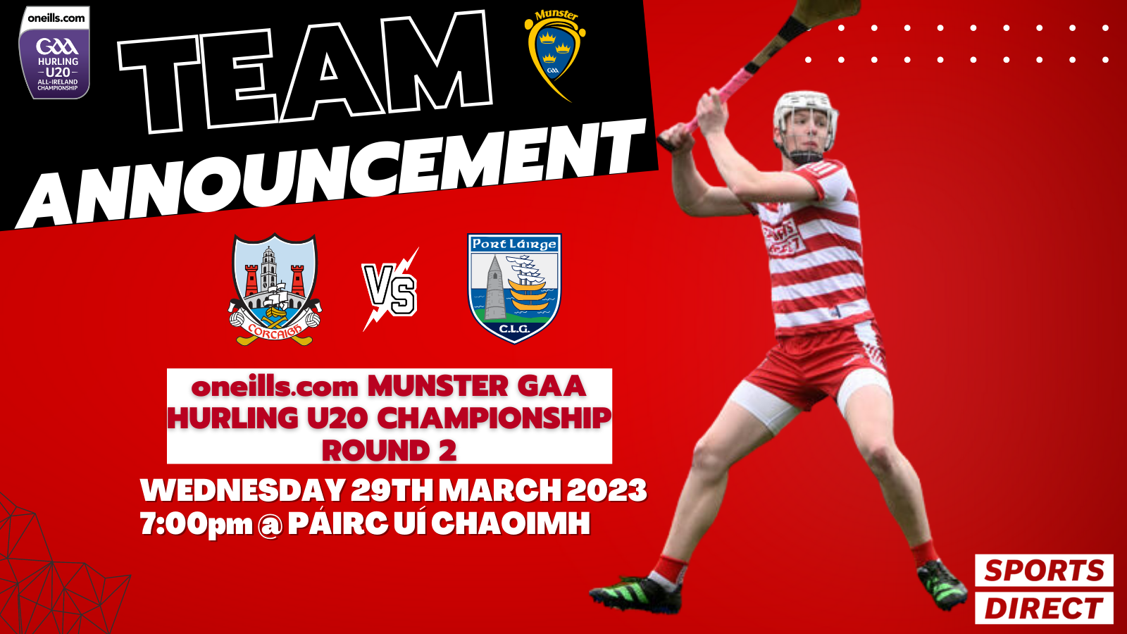 The Cork U20 Hurling Team to play Waterford in the Munster U20 Hurling
