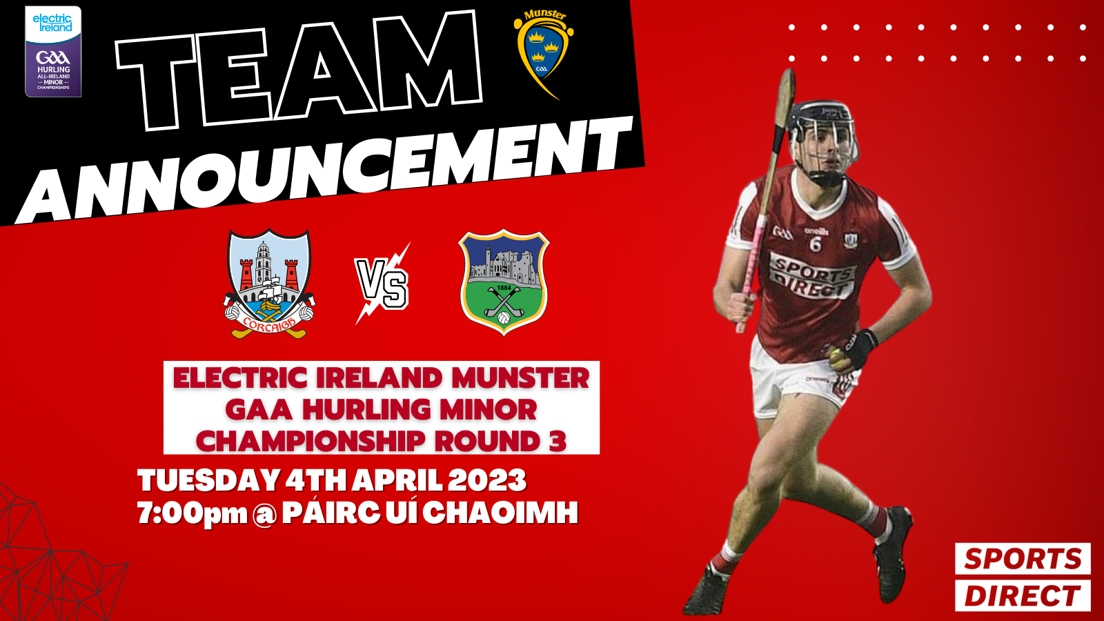 The Cork Minor Hurling team to play Tipperary in Round 3 of the Munster