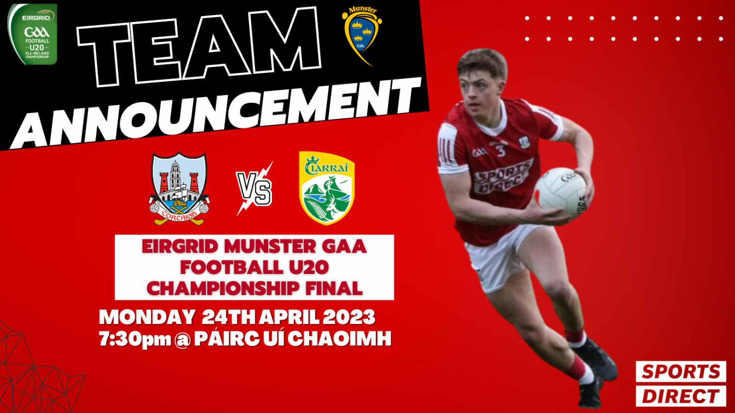 The Cork U20 Football Team To Play Kerry In The Eirgrid Munster U20 ...