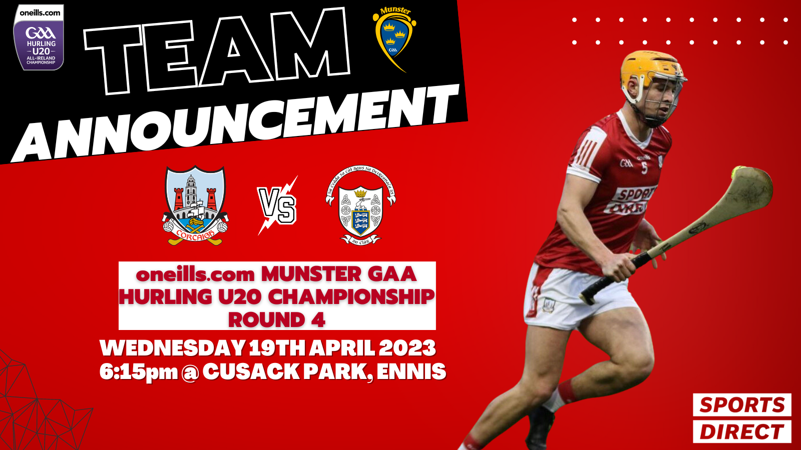 The Cork U20 Hurling team to play Clare in Round 4 of the Munster U20
