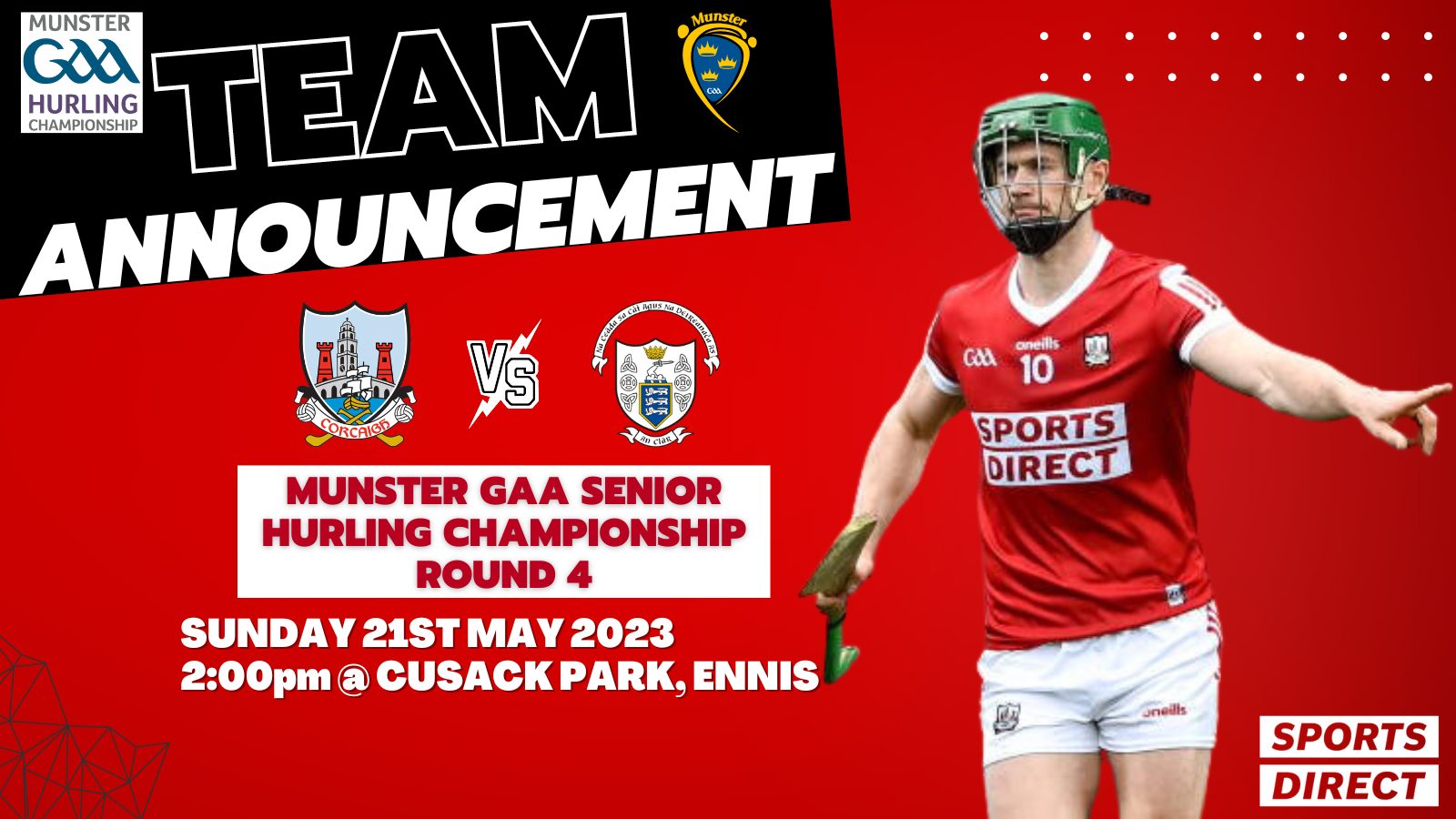 The Cork Senior Hurling team to play Clare in the Munster Senior