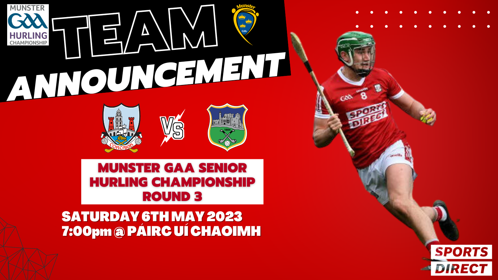 The Cork Senior Hurling Team to play Tipperary in the Munster Senior