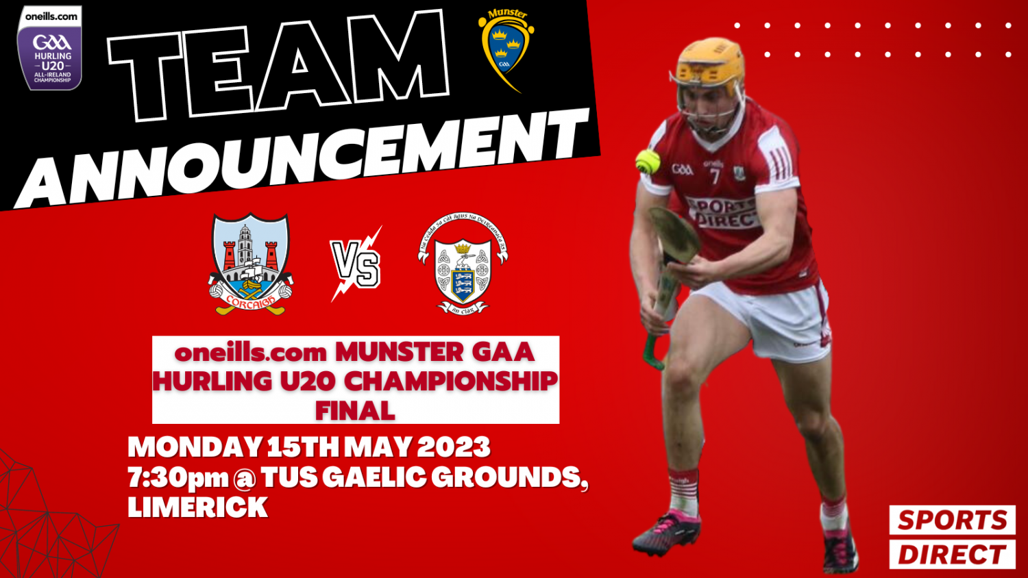 The Cork U20 hurling team to play Clare in the Munster U20 Hurling