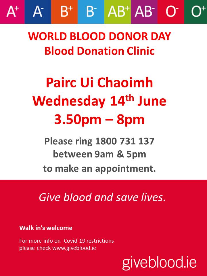 Cork GAA and Pairc Ui Chaoimh to host Blood Clinic on Wednesday