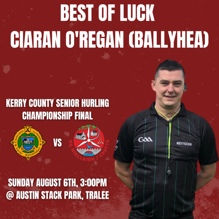 Ciaran O’Regan (Ballyhea) – Kerry County Senior Hurling Championship Final Referee