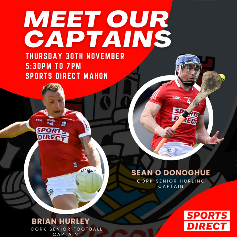 Cork GAA Meet & Greet to take place this Thursday in Sports Direct, Mahon Point Shopping Centre