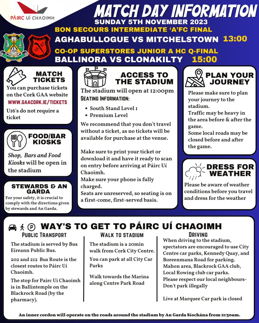 Match day information in Páirc Uí Chaoimh