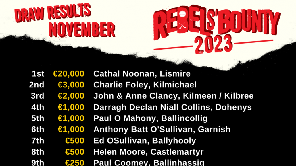 Rebels Bounty Draw results for November 2023