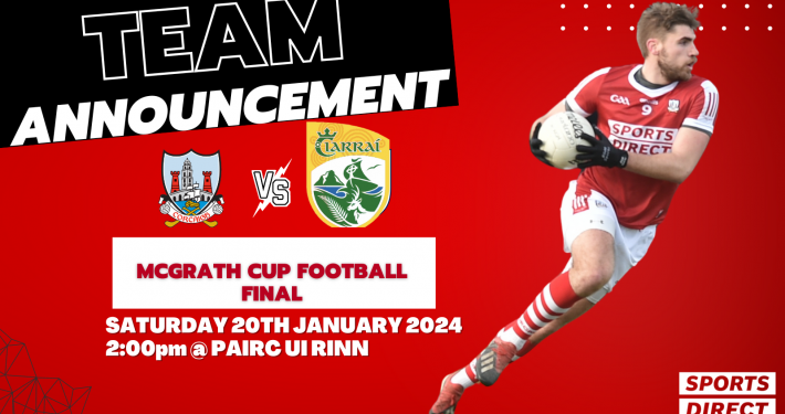 The Cork Senior Football Team to Play Kerry in the McGrath Cup Final has been announced;