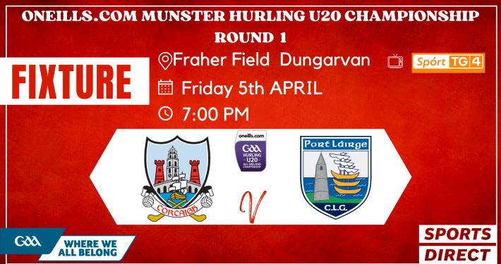 The Cork U20 Hurling team to play Waterford has been announced;