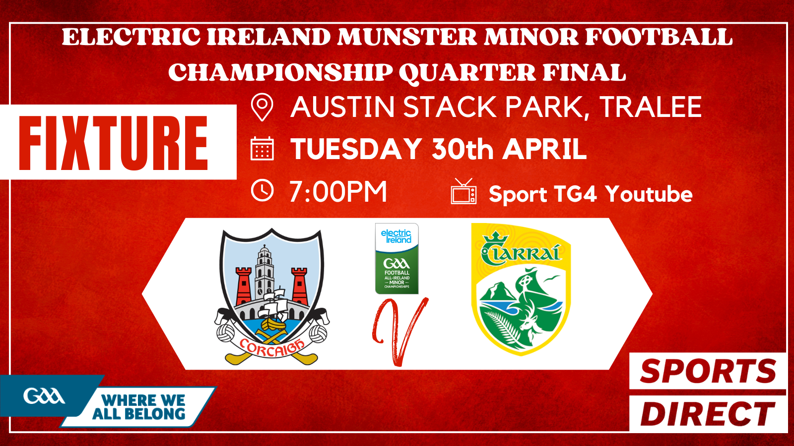 The Cork Minor Football Team to play Kerry has been announced;