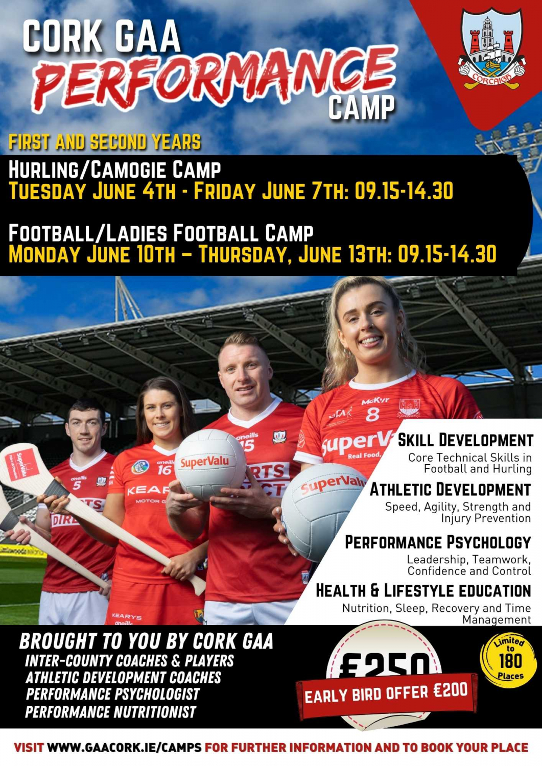 Cork GAA launch Youth Performance Camps for post primary boys and girls this June in SuperValu Páirc Ui Chaoimh