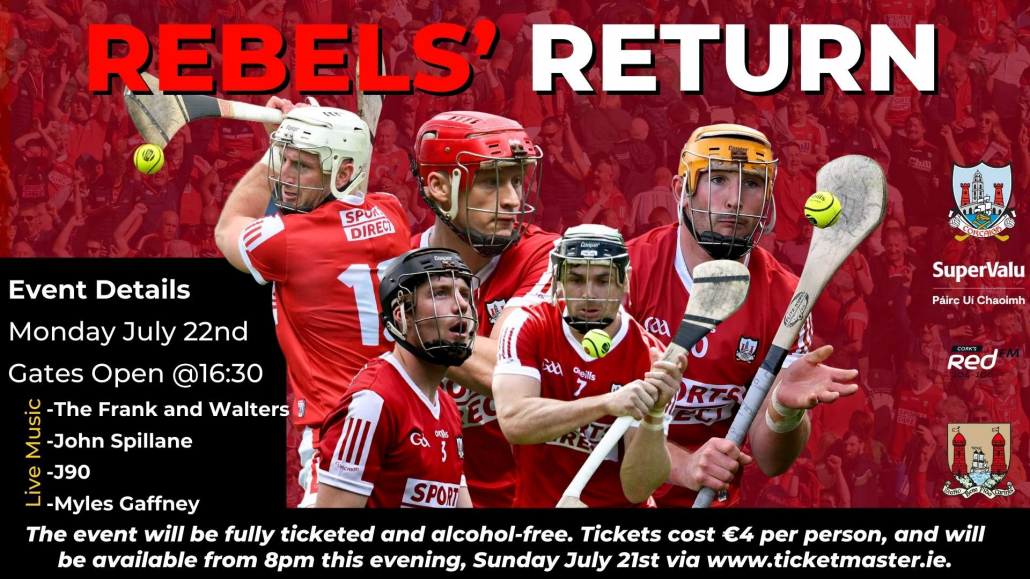 REBELS’ RETURN PLANNED FOR MONDAY AT SUPERVALU PÁIRC UÍ CHAOIMH
