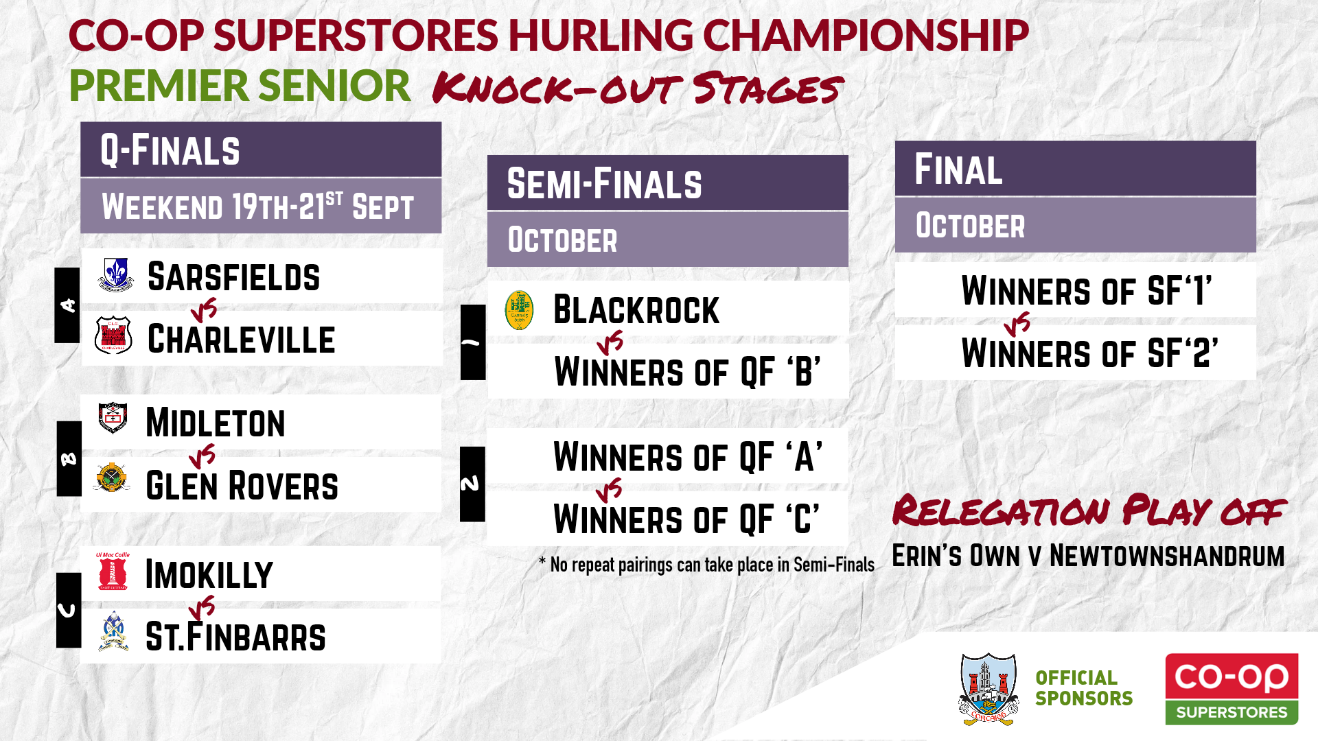 Co-Op Superstores Premier SHC: Knockout Stages Set – Cork GAA
