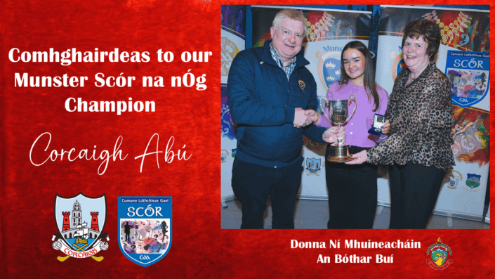 Comhghairdeas to Donna Moynihan, Boherbue. Munster Scór na nÓg winner