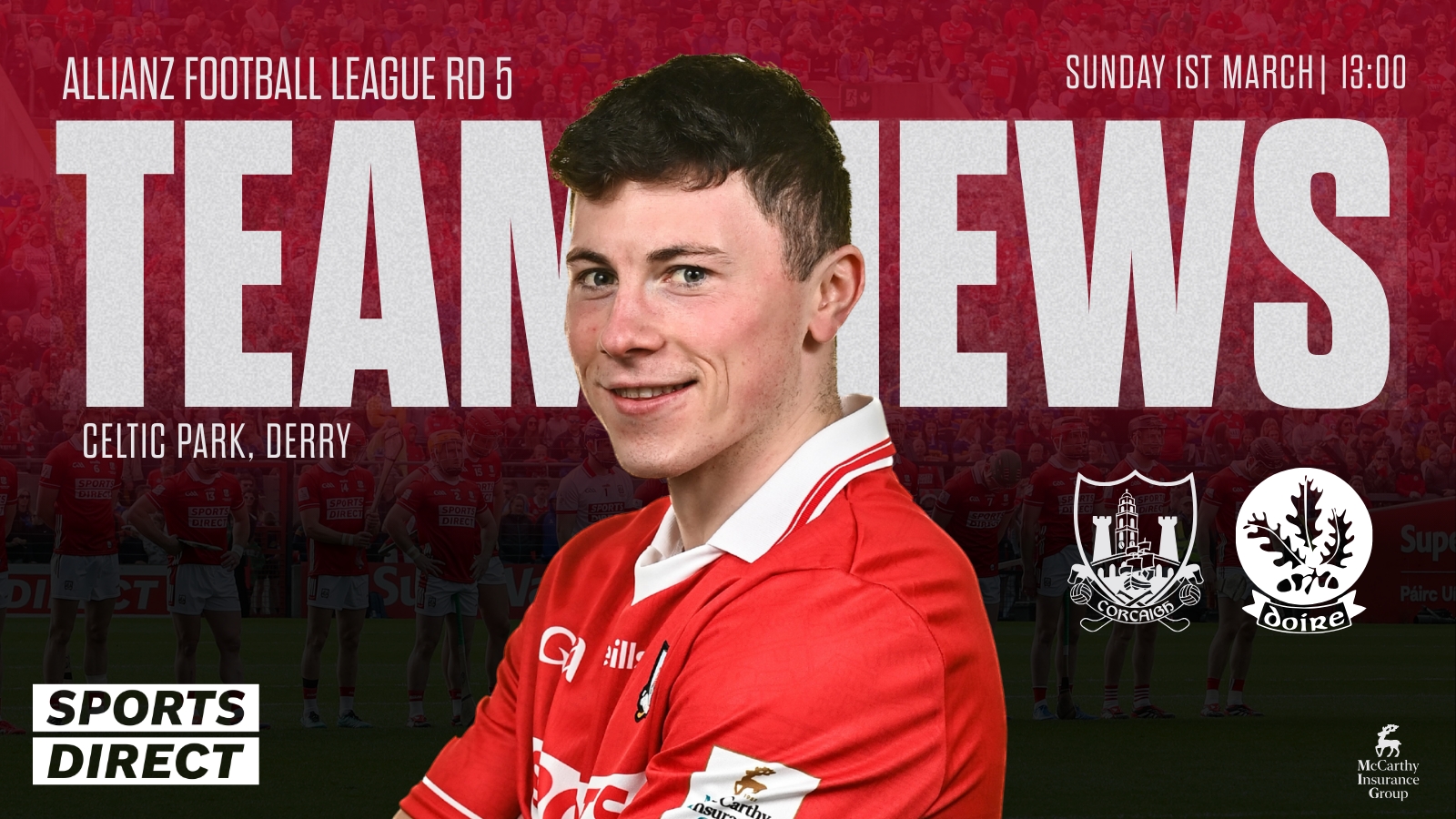 Our football team to play Derry has been announced