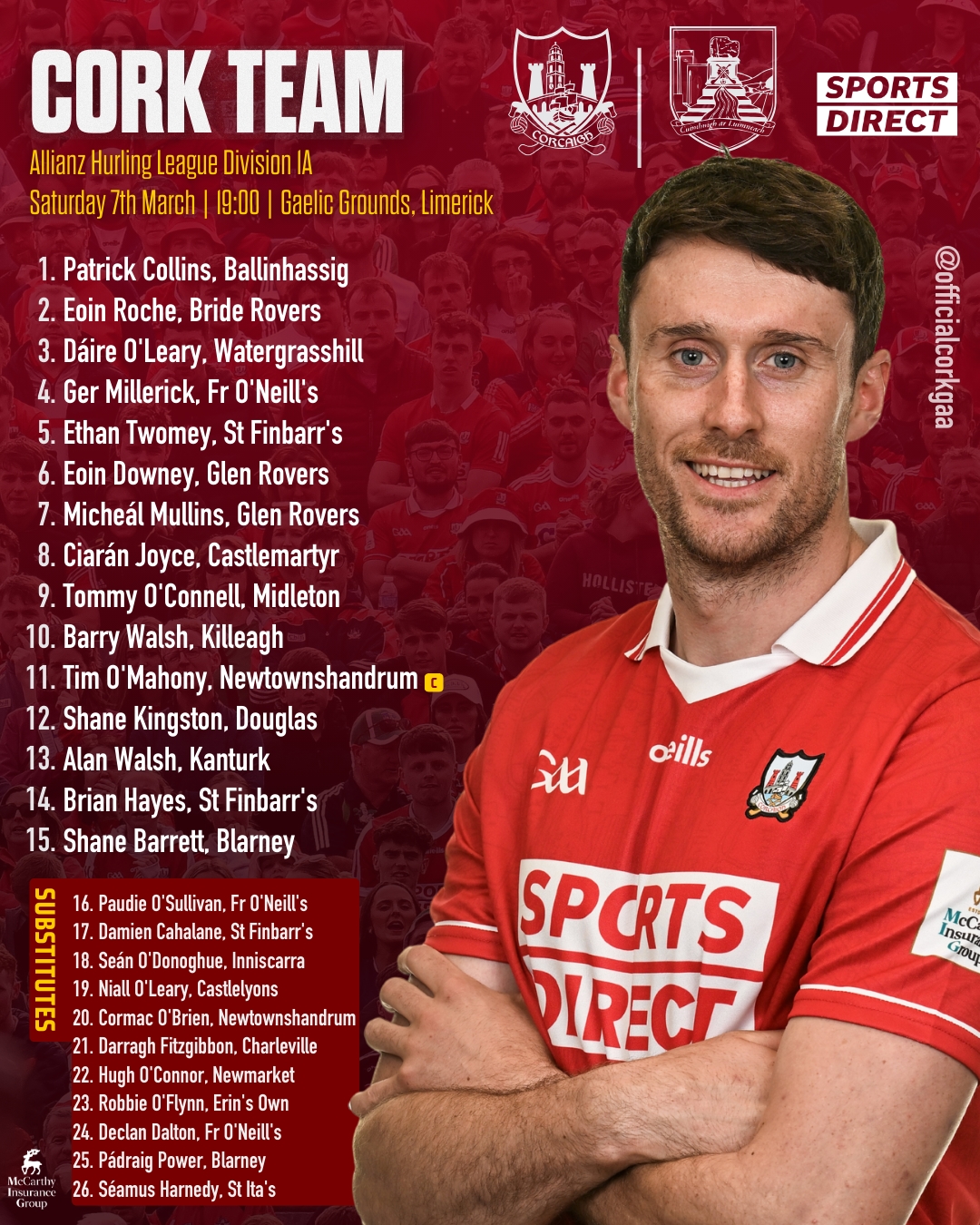 Cork Senior Hurling Team to play Limerick in Round 6 on Saturday ...