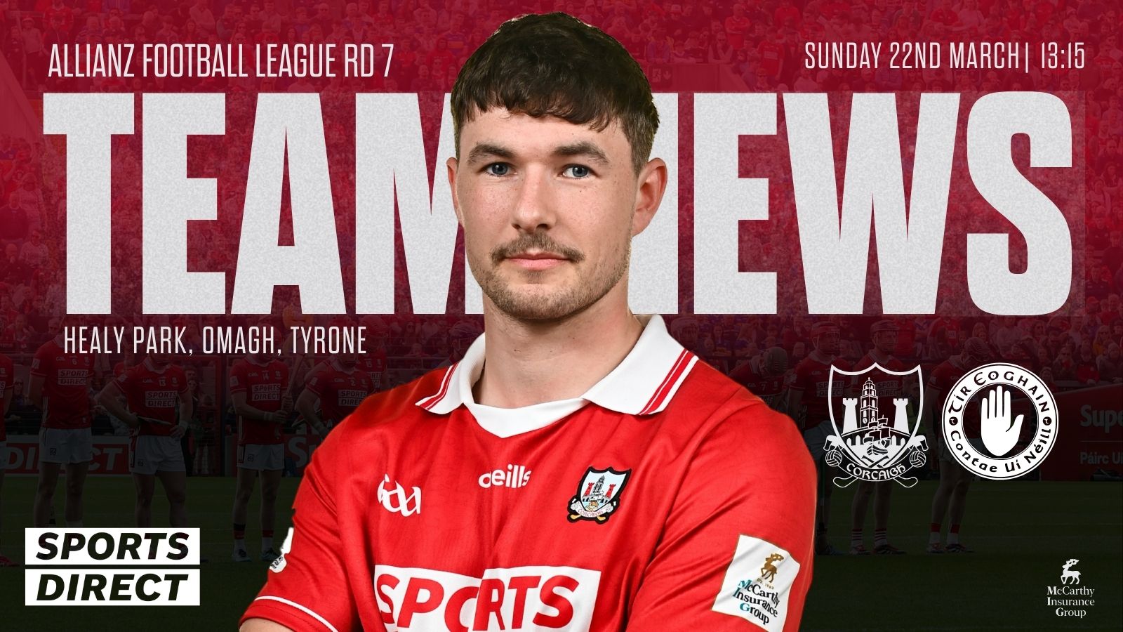 Cork Senior Football team to play Tyrone has been announced