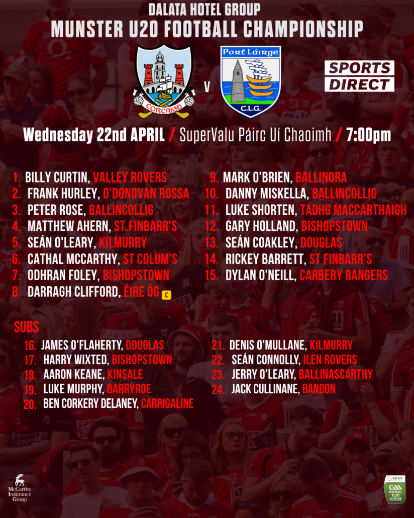 Cork U20 Football Team Announcement
