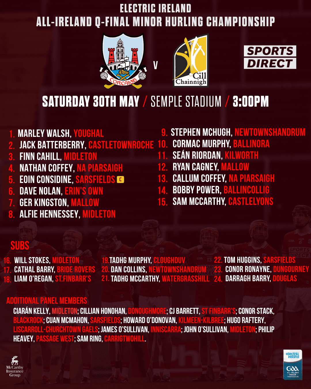 Minor team to play Kilkenny has been announced