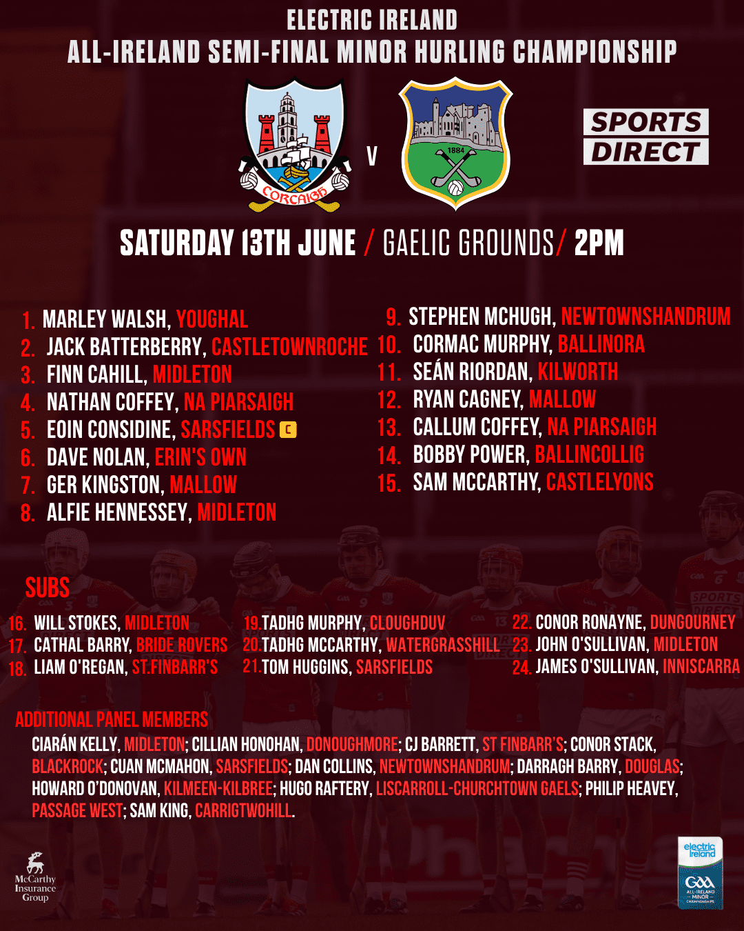 Cork Minor hurling team to play Tipperary in All-Ireland Semi-Final