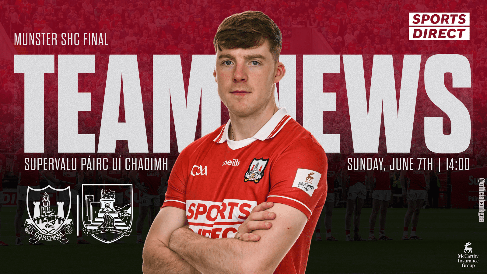 Cork Senior Hurling team to play Limerick in Sunday’s Munster Final has been announced