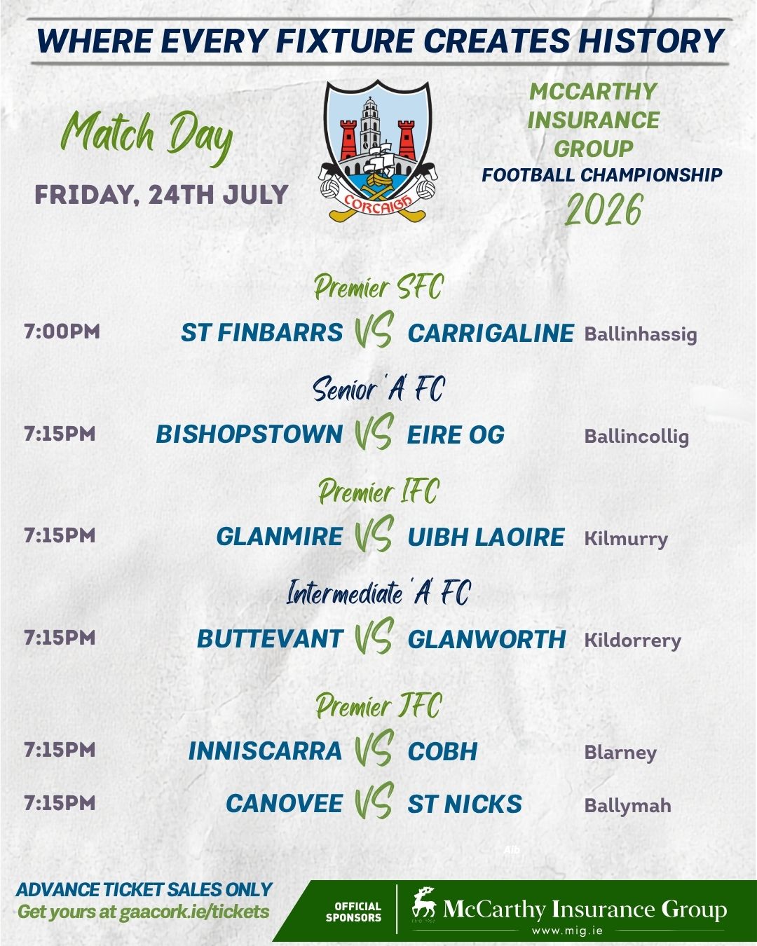 Friday night football fixtures in McCarthy Insurance Group- July 24