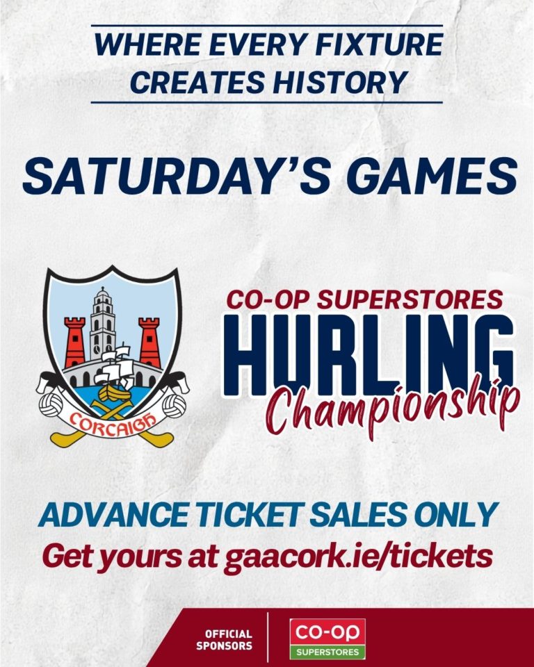15 Co-Op SuperStores Cork Hurling Championship Round 1 matches taking place on Saturday