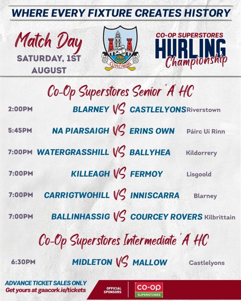 15 Co-Op SuperStores Cork Hurling Championship Round 1 matches taking ...