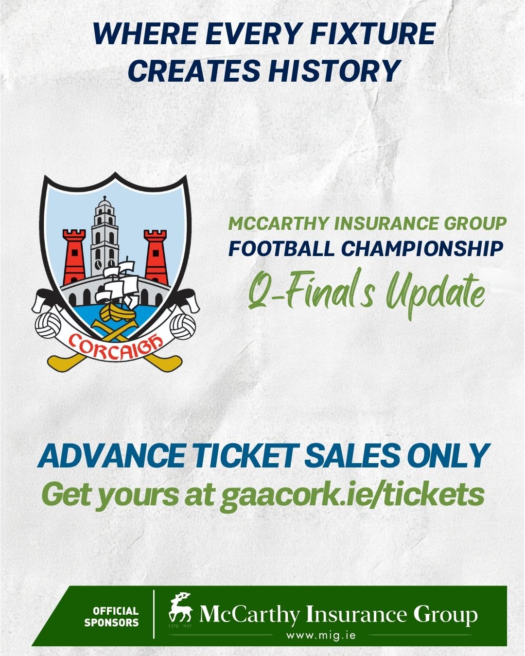 Updated details on McCarthy Insurance Football Championship Q-Final’s