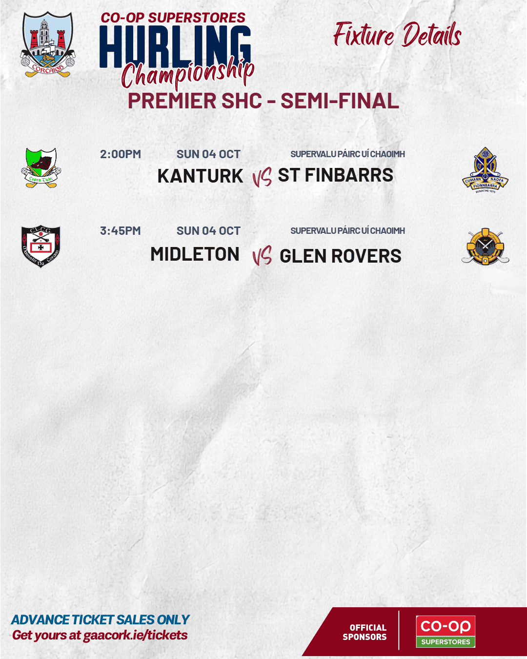 Co-Op Superstores County Hurling Semi-Final’s Details are now confirmed