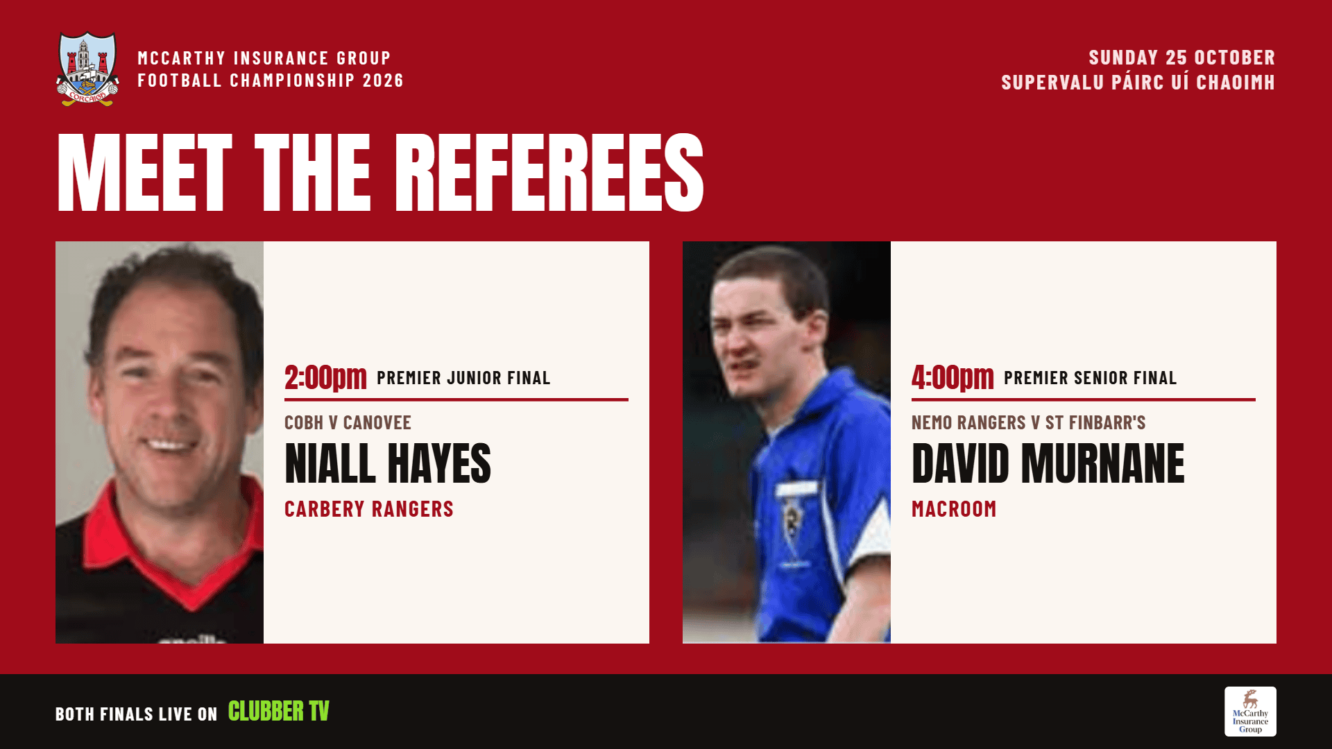 Meet the Referees: County Football Finals, Sunday 25 October